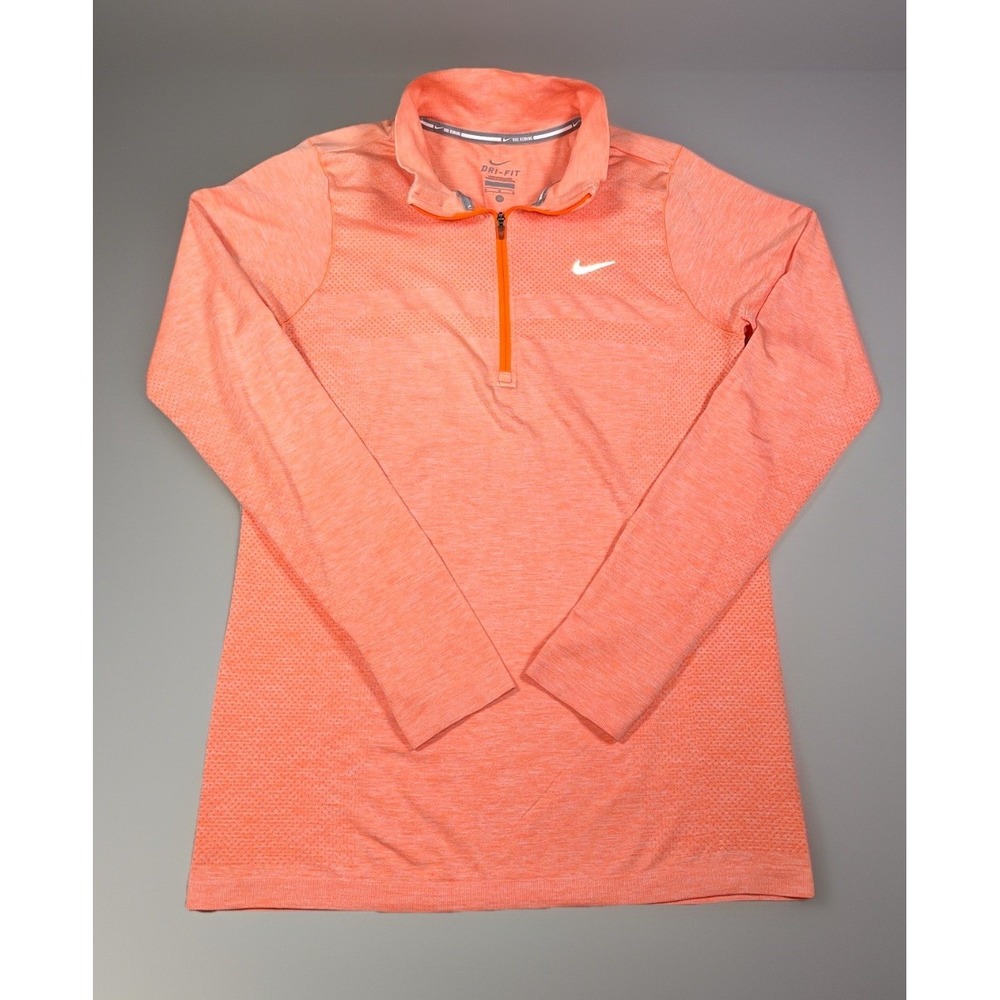 Nike Dri-Fit Women's Medium Salmon Running Shirt RUN FAST LIVE FEARLESS 1/4 Zip